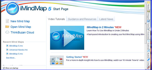 iMindMap 5.4 start screen