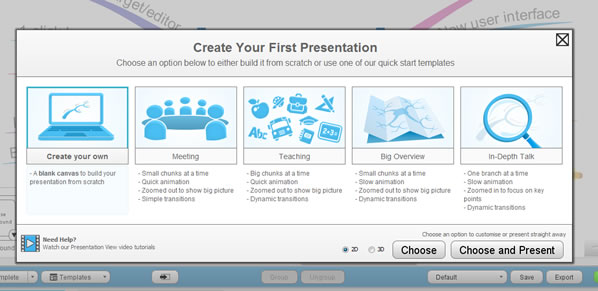 iMindMap 7 presentation menu