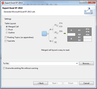 XMind 2013 export to Excel and CSV