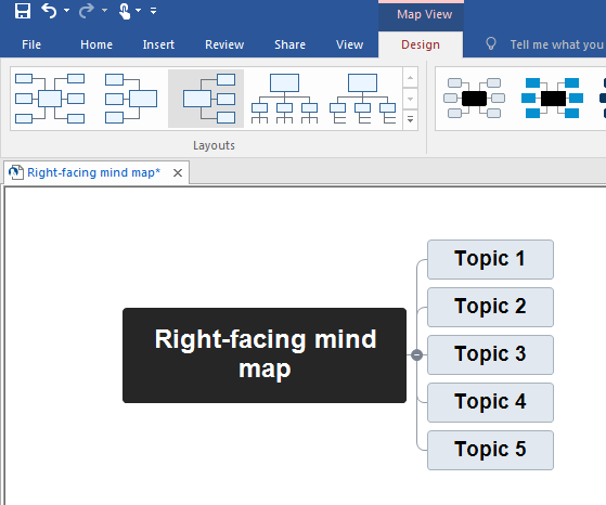 MindView 7 right facing mind map
