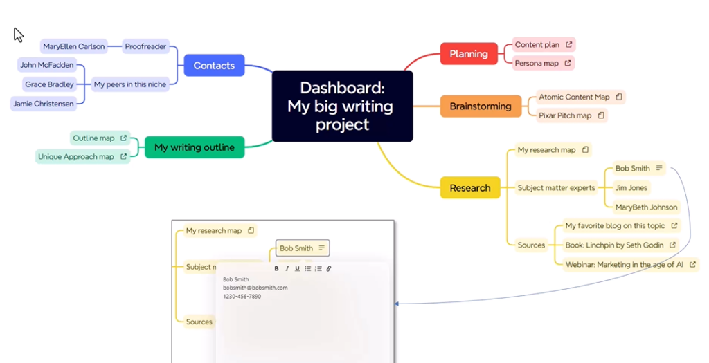 AccelaWriter: mind maps for writing